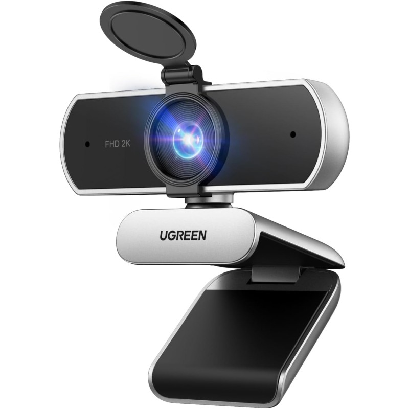 Uvert webcam 2k 30fps caméra usb pc deux micro mise au point fixe angle réglable correction lumière plug play windows macos linu
