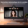 Uvert webcam 2k 30fps caméra usb pc deux micro mise au point fixe angle réglable correction lumière plug play windows macos linu