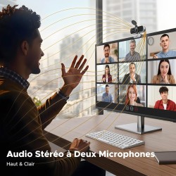 Uvert webcam 2k 30fps caméra usb pc deux micro mise au point fixe angle réglable correction lumière plug play windows macos linu
