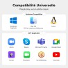 Uvert webcam 2k 30fps caméra usb pc deux micro mise au point fixe angle réglable correction lumière plug play windows macos linu
