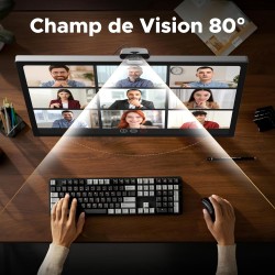 Uvert webcam 2k 30fps caméra usb pc deux micro mise au point fixe angle réglable correction lumière plug play windows macos linu