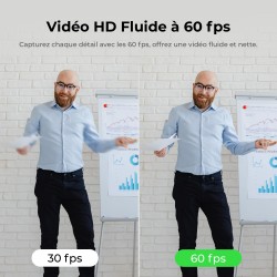 OBSBOT Meet 1080P 60FPS Webcam, Full HD avec Autofocus Et Cadrage AI, Remplacement D’Arrière-Plan, HDR, FOV Réglable, Webcam pou