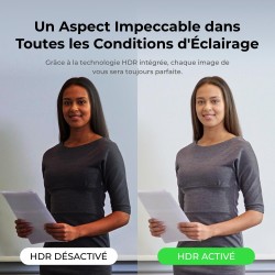 OBSBOT Meet 1080P 60FPS Webcam, Full HD avec Autofocus Et Cadrage AI, Remplacement D’Arrière-Plan, HDR, FOV Réglable, Webcam pou