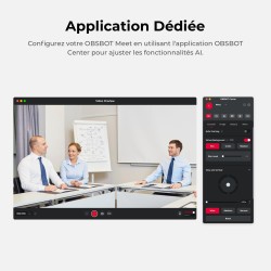 OBSBOT Meet 1080P 60FPS Webcam, Full HD avec Autofocus Et Cadrage AI, Remplacement D’Arrière-Plan, HDR, FOV Réglable, Webcam pou