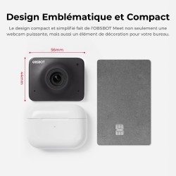 OBSBOT Meet 1080P 60FPS Webcam, Full HD avec Autofocus Et Cadrage AI, Remplacement D’Arrière-Plan, HDR, FOV Réglable, Webcam pou