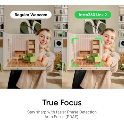 Insta360 Link 2 - Webcam 4K pour PC/Mac, capteur 1/2", Suivi par l'IA, HDR, Micro à réduction de Bruit, contrôle gestuel, pour L