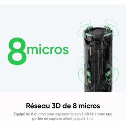 Insta360 wave – haut-parleur ia, bleutooth, enregistreur vocal, 8 micros réduction du bruit, beamforming, transcription et résum