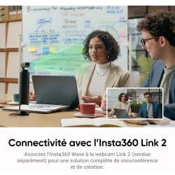 Insta360 wave – haut-parleur ia, bleutooth, enregistreur vocal, 8 micros réduction du bruit, beamforming, transcription et résum