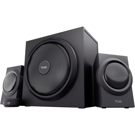 Trust Yuri Système d'Enceintes PC 2.1 avec Caisson de Basses en Bois (Puissance de Crête de 120 W, Commande de Volume Filaire av