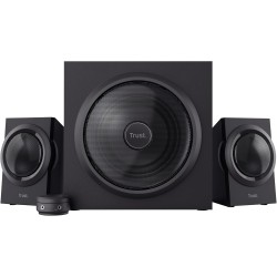 Trust Yuri Système d'Enceintes PC 2.1 avec Caisson de Basses en Bois (Puissance de Crête de 120 W, Commande de Volume Filaire av