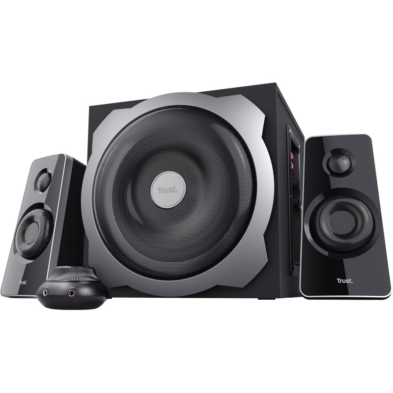 Trust Tytan Enceinte PC 2.1 avec Caisson de Basses, 120 W, Gestion Intelligente de l’Alimentation, Contrôle du Volume Filaire, S