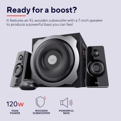 Trust Tytan Enceinte PC 2.1 avec Caisson de Basses, 120 W, Gestion Intelligente de l’Alimentation, Contrôle du Volume Filaire, S
