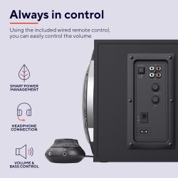 Trust Tytan Enceinte PC 2.1 avec Caisson de Basses, 120 W, Gestion Intelligente de l’Alimentation, Contrôle du Volume Filaire, S