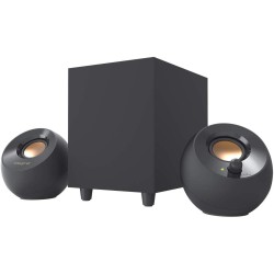 Creative Pebble Plus Enceintes de Bureau Haut-Parleurs Alimentés par USB 2.1 avec Caisson de Basse Downfire, Champ Lointain pour
