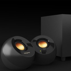 Creative Pebble Plus Enceintes de Bureau Haut-Parleurs Alimentés par USB 2.1 avec Caisson de Basse Downfire, Champ Lointain pour