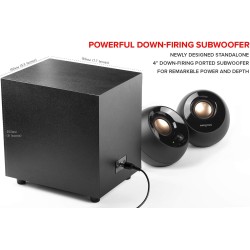 Creative Pebble Plus Enceintes de Bureau Haut-Parleurs Alimentés par USB 2.1 avec Caisson de Basse Downfire, Champ Lointain pour