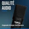 WOODBRASS Bird UM1 Pack Podcast Noir - Microphone USB Cardioïde à Condensateur PC et Mac pour Broadcast et Enregistrement Stream