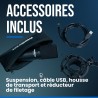 WOODBRASS Bird UM1 Pack Podcast Noir - Microphone USB Cardioïde à Condensateur PC et Mac pour Broadcast et Enregistrement Stream