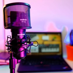 WOODBRASS Bird UM1 Pack Podcast Noir - Microphone USB Cardioïde à Condensateur PC et Mac pour Broadcast et Enregistrement Stream