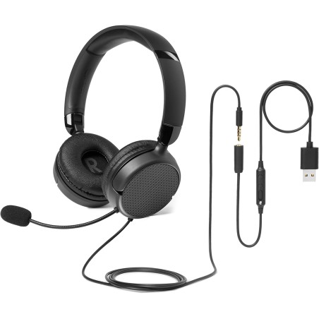 Amazon Basics Casque d'ordinateur filaire avec microphone, pliable, taille unique, noir