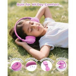 Casque Audio Enfant, 74/85/94dB Volume Sécurisé Casque Filaire Enfant, Son Stéréo, Pliable, 3.5 mm Jack Over Ear Casque pour Enf