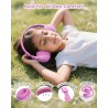 Casque Audio Enfant, 74/85/94dB Volume Sécurisé Casque Filaire Enfant, Son Stéréo, Pliable, 3.5 mm Jack Over Ear Casque pour Enf