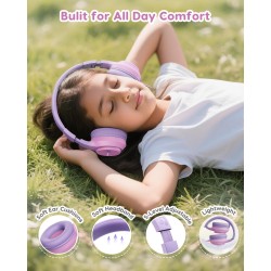 Casque Audio Enfant, 74/85/94dB Volume Sécurisé Casque Filaire Enfant, Son Stéréo, Pliable, 3.5 mm Jack Over Ear Casque pour Enf