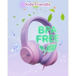 Casque Audio Enfant, 74/85/94dB Volume Sécurisé Casque Filaire Enfant, Son Stéréo, Pliable, 3.5 mm Jack Over Ear Casque pour Enf