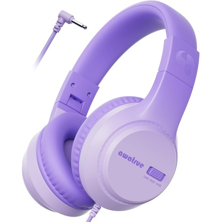 Casque Audio Enfant, 74/85/94dB Volume Sécurisé Casque Filaire Enfant, Son Stéréo, Pliable, 3.5 mm Jack Over Ear Casque pour Enf