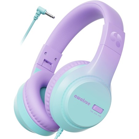 Casque Audio Enfant, 74/85/94dB Volume Sécurisé Casque Filaire Enfant, Son Stéréo, Pliable, 3.5 mm Jack Over Ear Casque pour Enf