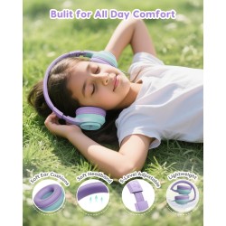 Casque Audio Enfant, 74/85/94dB Volume Sécurisé Casque Filaire Enfant, Son Stéréo, Pliable, 3.5 mm Jack Over Ear Casque pour Enf