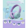 Casque Audio Enfant, 74/85/94dB Volume Sécurisé Casque Filaire Enfant, Son Stéréo, Pliable, 3.5 mm Jack Over Ear Casque pour Enf