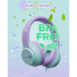 Casque Audio Enfant, 74/85/94dB Volume Sécurisé Casque Filaire Enfant, Son Stéréo, Pliable, 3.5 mm Jack Over Ear Casque pour Enf