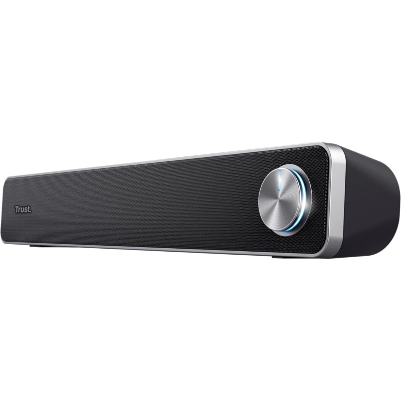 Trust Arys Enceinte PC, 12 Watt, Barre de Son PC, Alimentation USB, Jack 3,5 mm, Haut Parleur pour Ordinateur Portable, Tablette