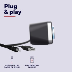 Trust Arys Enceinte PC, 12 Watt, Barre de Son PC, Alimentation USB, Jack 3,5 mm, Haut Parleur pour Ordinateur Portable, Tablette