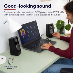 Trust Tytan Enceinte PC 2.0 pour Ordinateur, 36 Watt, Jack 3.5 mm, Alimentation USB, Speaker avec Connexion Line-in pour Tablett