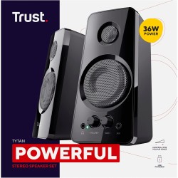 Trust Tytan Enceinte PC 2.0 pour Ordinateur, 36 Watt, Jack 3.5 mm, Alimentation USB, Speaker avec Connexion Line-in pour Tablett