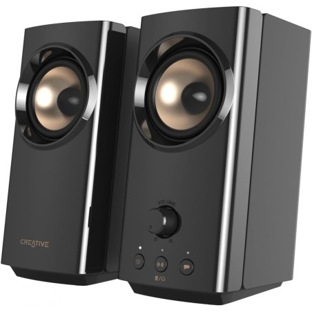 Creative t60 2.0 enceintes pc hi-fi compactes hauts parleurs bleutooth 5.0, audio usb-c, aux 3,5 mm, puissance de crête 60w, pou
