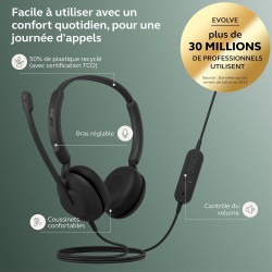 Jabra Evolve 10, Casque d'écoute de Bureau, Microphone à réduction de Bruit, Conception compacte et légère, Bras pivotant à 270 