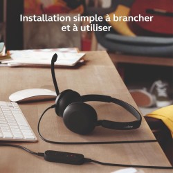 Jabra Evolve 10, Casque d'écoute de Bureau, Microphone à réduction de Bruit, Conception compacte et légère, Bras pivotant à 270 