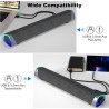 SOULION R30 Enceinte PC, Haut Parleur pour Ordinateur Alimenté par USB, 3.5mm AUX, LED colorées avec Bouton de Commutation, Barr