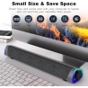 SOULION R30 Enceinte PC, Haut Parleur pour Ordinateur Alimenté par USB, 3.5mm AUX, LED colorées avec Bouton de Commutation, Barr