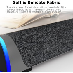SOULION R30 Enceinte PC, Haut Parleur pour Ordinateur Alimenté par USB, 3.5mm AUX, LED colorées avec Bouton de Commutation, Barr