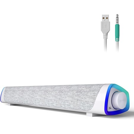 SOULION R30 Haut-parleurs d'ordinateur Portables alimentés par USB de 3,5 mm avec lumières LED colorées avec Bouton Interrupteur