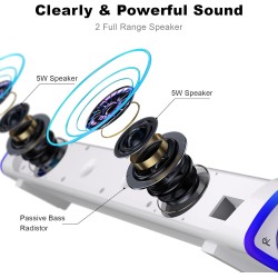 SOULION R30 Haut-parleurs d'ordinateur Portables alimentés par USB de 3,5 mm avec lumières LED colorées avec Bouton Interrupteur