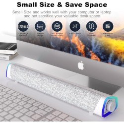 SOULION R30 Haut-parleurs d'ordinateur Portables alimentés par USB de 3,5 mm avec lumières LED colorées avec Bouton Interrupteur