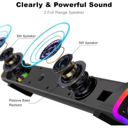 Soulion r30 plus enceintes pc, haut-parleur d'ordinateur alimenté par usb, bleutooth 5.3, barre de son pour pc, lumières led, en