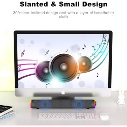 Soulion r30 plus enceintes pc, haut-parleur d'ordinateur alimenté par usb, bleutooth 5.3, barre de son pour pc, lumières led, en