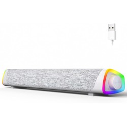 Soulion r30 plus enceintes pc, haut-parleur d'ordinateur alimenté par usb, bleutooth 5.3, barre de son pour pc, lumières led, en