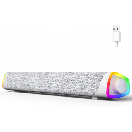 Soulion r30 plus enceintes pc, haut-parleur d'ordinateur alimenté par usb, bleutooth 5.3, barre de son pour pc, lumières led, en